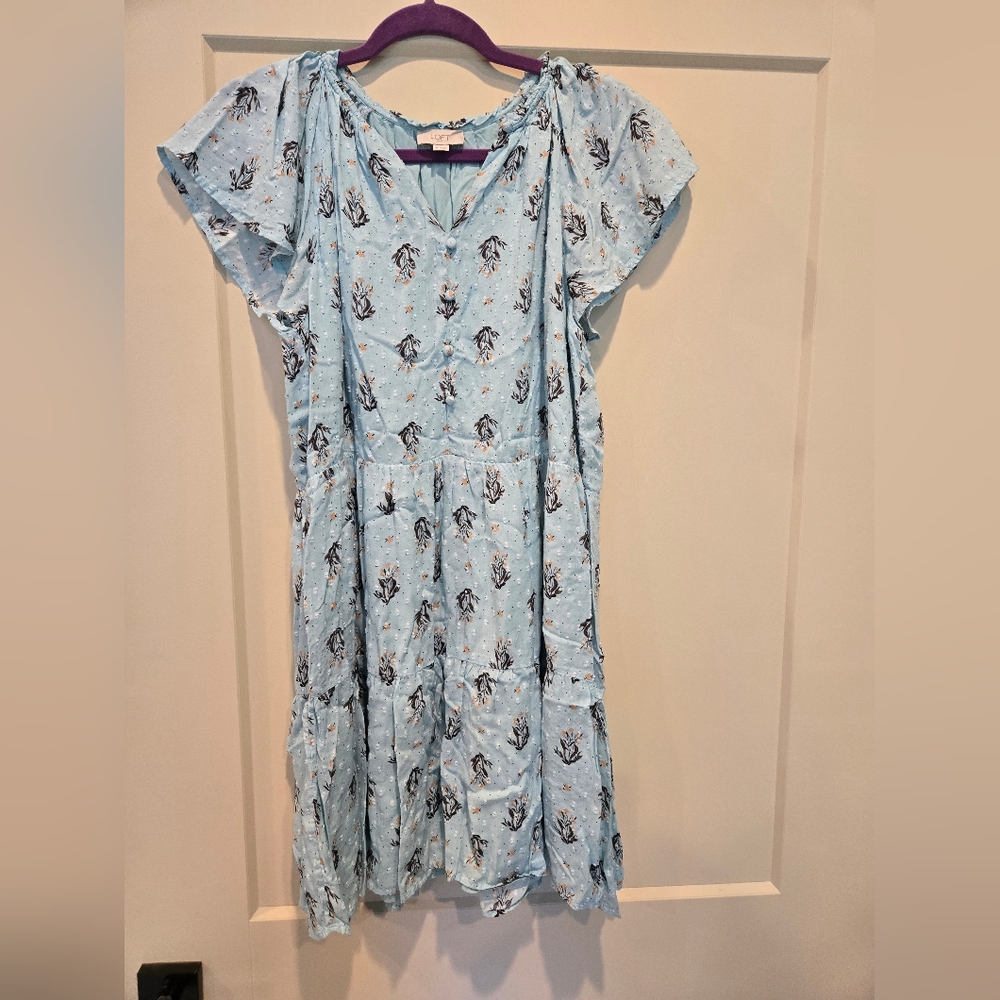LOFT Light Blue Floral Mini Dress